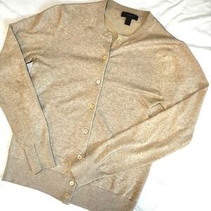 J. Crew Cardigan Sweater Tan Basic Crew Neck Long Sleeve Women's Small
